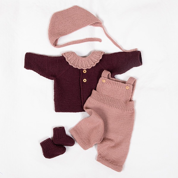 Strikkesett Rille m/bukse og kyse - garnpakke i Bluum Pure Eco Baby Wool
