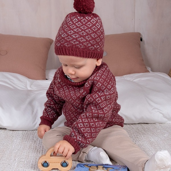 Strikkesett Lykke-genser med lue - garnpakke i Bluum Soft Merino Ull
