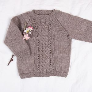 Strikkegenser Flette - garnpakke i Bluum Pure Eco Baby Wool