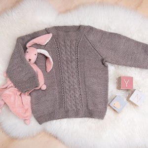 Strikkegenser Flette - garnpakke i Bluum Pure Eco Baby Wool