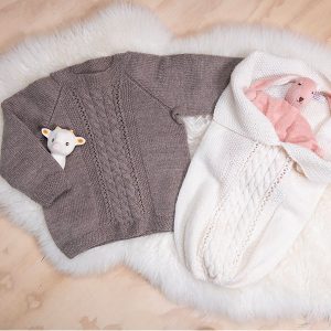 Strikkegenser Flette - garnpakke i Bluum Pure Eco Baby Wool
