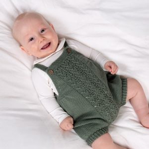 Strikkeromper Hjerteløv m/seler og lue - garnpakke i Bluum Soft Merino Ull