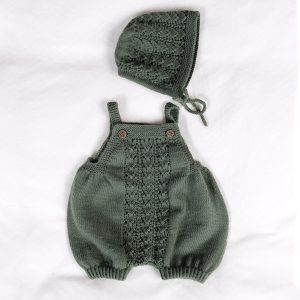 Strikkeromper Hjerteløv m/seler og lue - garnpakke i Bluum Soft Merino Ull