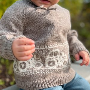 Strikkesett Traktor genser og lue - garnpakke i Bluum Pure Eco Baby Wool
