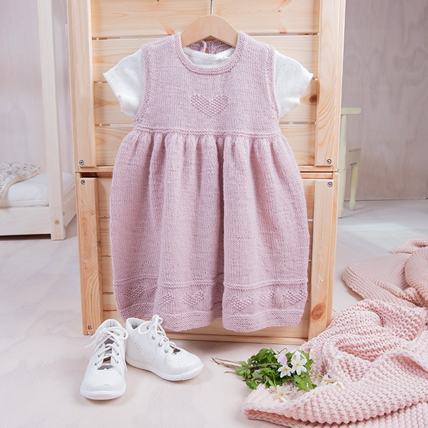 Strikkekjole Hjerte - garnpakke i Bluum Pure Eco Baby Ull