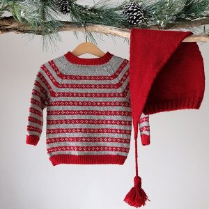 Strikkegenser Julekyss med nisselue - garnpakke i Bluum Pure Eco Baby Wool