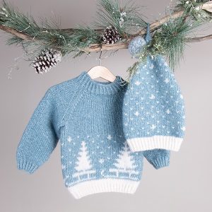 Strikkegenser Kjelke m/lang lue - garnpakke i Bluum Fluffy Alpaca
