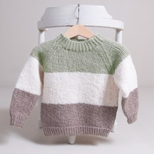 Strikkegenser Vårstriper - garnpakke i Bluum Fluffy Alpaca