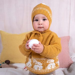 Strikkesett Kanin genser og lue - garnpakke i Bluum Pure Eco Baby Wool