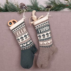 Strikk Julestrømper Sopp og valgfrie navn - garnpakke i Bluum Pure Eco Baby Wool