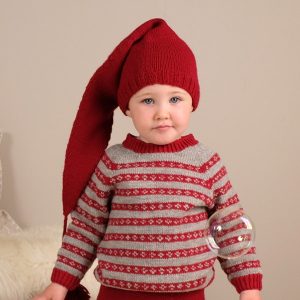 Strikkegenser Julekyss med nisselue - garnpakke i Bluum Pure Eco Baby Wool