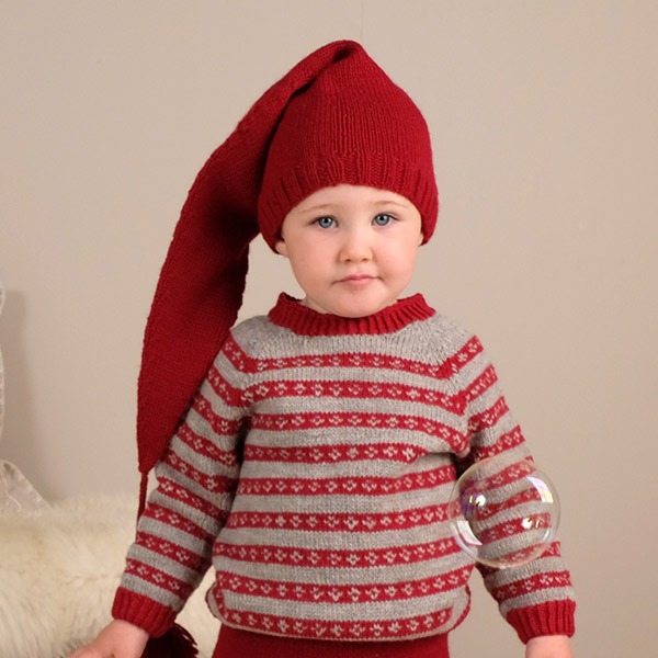 Strikkegenser Julekyss med nisselue - garnpakke i Bluum Pure Eco Baby Wool