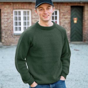 Strikkegenser Ultimate til herre Flaskegrønn - garnpakke i Bluum Soft Merino Ull