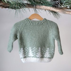 Strikkegenser Vinterskog m/lang lue - garnpakke i Bluum Fluffy Alpaca