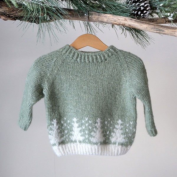 Strikkegenser Vinterskog m/lang lue - garnpakke i Bluum Fluffy Alpaca