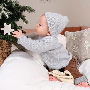 Strikkejakke Gustav m/lue - garnpakke i Bluum Fluffy Alpaca
