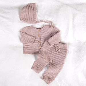Strikkesett Babysett Perlestriper - garnpakke i Bluum Soft Merino Ull