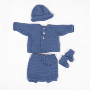 Strikkesett Rille m/bleiebukse og lue - garnpakke i Bluum Pure Eco Baby Wool