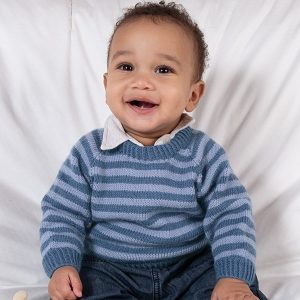 Strikkesett Genser og bleiebukse striper - garnpakke i Bluum Soft Merino Ull